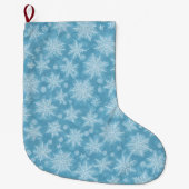 Grande Chaussette De Noël Motif Blue Snowflake (Devant)