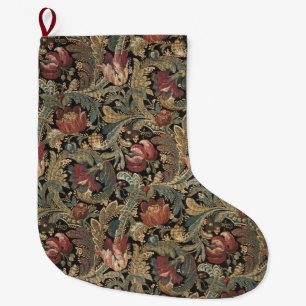 Grande Chaussette De Noël Motif botanique floral vintage sombre et maussade