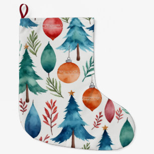 Grande Chaussette De Noël Motif d'arbre de Noël