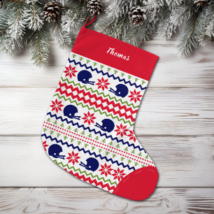 Grande Chaussette De Noël Motif de casque de football de style nordique Noël