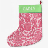 Grande Chaussette De Noël Motif de défilement rose (Dos)