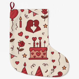 Grande Chaussette De Noël Motif de doodle pour célébration romantique