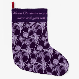 Grande Chaussette De Noël Motif de fleur violette de chardon