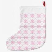 Grande Chaussette De Noël Motif de flocon de neige Pastel rose (Dos)
