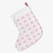 Grande Chaussette De Noël Motif de flocon de neige Pastel rose (Dos (Accrochage))