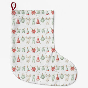 Grande Chaussette De Noël Motif de lessive de lutin