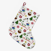 Grande Chaussette De Noël Motif de mélange d'illustrations de Noël (Devant (Accrochage))