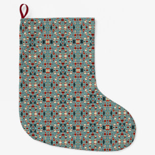 Grande Chaussette De Noël Motif de Noël avec arrière - plan bleu