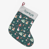 Grande Chaussette De Noël Motif de Noël Bonhomme de Neige Adorable (Devant (Accrochage))
