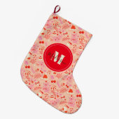 Grande Chaussette De Noël Motif de Noël de style rétro (Devant (Accrochage))