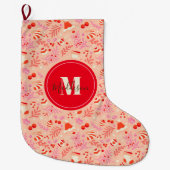 Grande Chaussette De Noël Motif de Noël de style rétro (Devant)