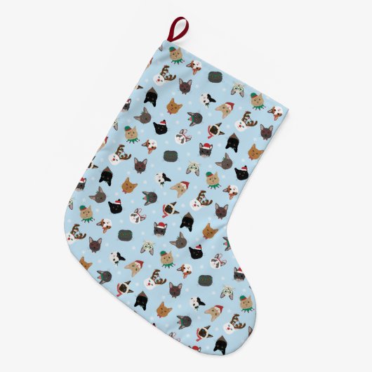 Grande Chaussette De Noël Motif de Noël du chat (Devant (Accrochage))