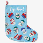 Grande Chaussette De Noël Motif de Noël Festive Snowmen (Devant)