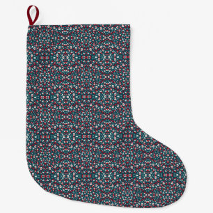 Grande Chaussette De Noël Motif de Noël rouge et bleu