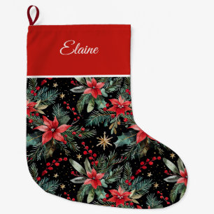 Grande Chaussette De Noël Motif de Noël vintage de coutume festive