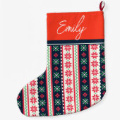 Grande Chaussette De Noël Motif de pull moche Joyeux Noël (Dos)