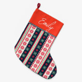 Grande Chaussette De Noël Motif de pull moche Joyeux Noël (Devant (Accrochage))