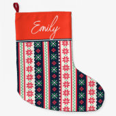 Grande Chaussette De Noël Motif de pull moche Joyeux Noël (Devant)