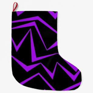 Grande Chaussette De Noël motif de zigzag géométrique Abstrait, audacieux et