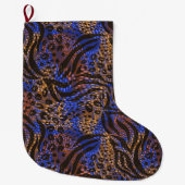 Grande Chaussette De Noël Motif d'impression Leopard et Zebra (Devant)