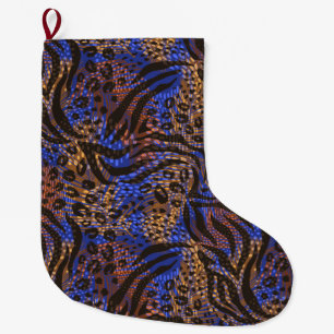 Grande Chaussette De Noël Motif d'impression Leopard et Zebra