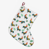 Grande Chaussette De Noël Motif d'oiseaux coq (Devant (Accrochage))
