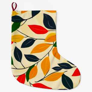 Grande Chaussette De Noël Motif feuille