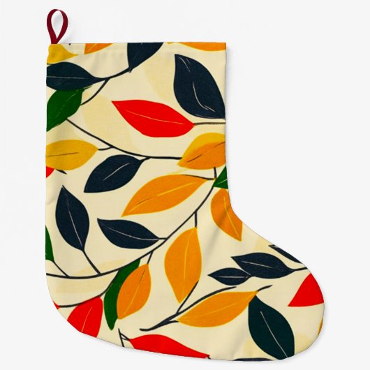Grande Chaussette De Noël Motif feuille (Devant)