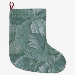 Grande Chaussette De Noël Motif feuille d'acanthe bleu sarcelle de William M