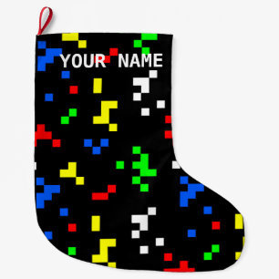 Grande Chaussette De Noël Motif graphique de jeu vidéo 8 bits Retro