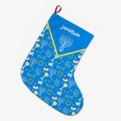 Grande Chaussette De Noël Motif Hanoukka personnalisé (Devant (Accrochage))