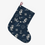 Grande Chaussette De Noël Motif nautique (Devant (Accrochage))