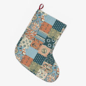 Grande Chaussette De Noël Motif nautique (Devant (Accrochage))