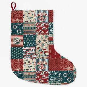 Grande Chaussette De Noël Motif nautique