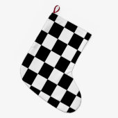 Grande Chaussette De Noël Motif noir et blanc classique (Devant (Accrochage))
