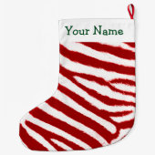 Grande Chaussette De Noël Motif rayé zèbre rouge mignon Ajoutez votre nom (Dos)