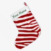 Grande Chaussette De Noël Motif rayé zèbre rouge mignon Ajoutez votre nom (Dos (Accrochage))