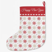 Grande Chaussette De Noël Motif Red Gold Snowflake (Dos)