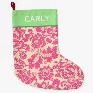 Grande Chaussette De Noël Motif rose de chintz