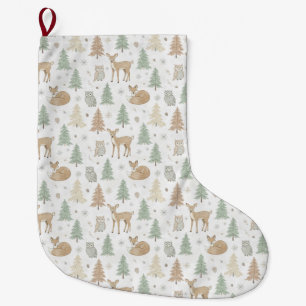 Grande Chaussette De Noël Motif sans couture d'animaux de la forêt hivernale