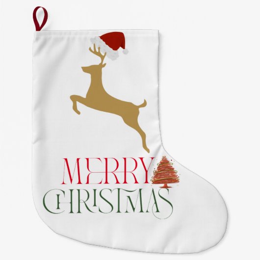 Grande Chaussette De Noël Motif scandinave de Noël chic (Devant)