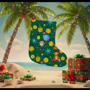 Grande Chaussette De Noël Motif Singe en Affaire