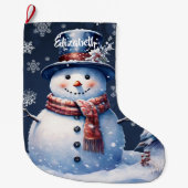 Grande Chaussette De Noël Motoneige de la forêt d'hiver (Devant)