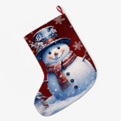 Grande Chaussette De Noël Motoneige de la forêt d'hiver | Red (Dos (Accrochage))