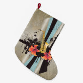 Grande Chaussette De Noël Musique, saxophone (Devant (Accrochage))