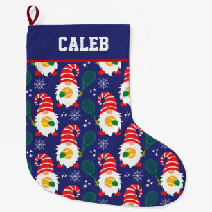 Grande Chaussette De Noël 🎾 Nain de Noël mignon avec balle de tennis