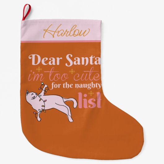 Grande Chaussette De Noël Naughty Chat Noël (Devant)