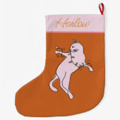 Grande Chaussette De Noël Naughty Chat rose Noël (Dos)