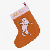 Grande Chaussette De Noël Naughty Chat rose Noël (Dos (Accrochage))