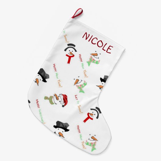 Grande Chaussette De Noël Neige (Devant (Accrochage))